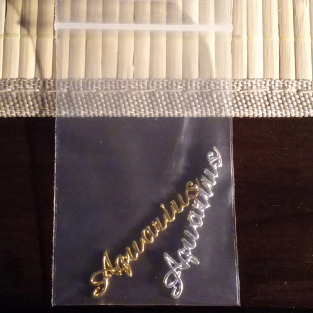 NEW AQUARIUS ZODIAC GOLD & SILVER TONE 3D METAL NAIL CHARMS (2PCS)